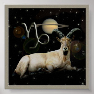 Capricorn Goat Saturnus Skriv ut Poster