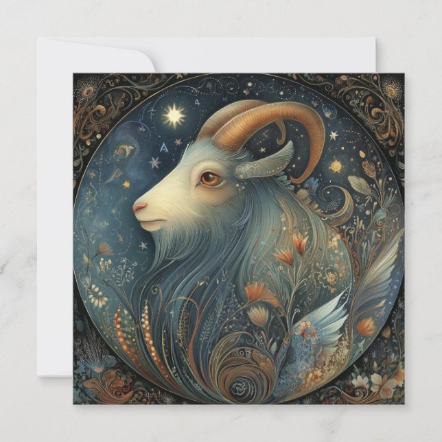 Capricorn Goat Zodiac Astrology Celestial Birthday Kort (Framsida)