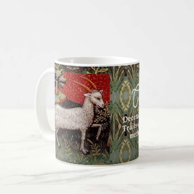 Capricorn - Goat Zodiac-Födelsedagsfesten Kaffemugg (Framsida vänster)