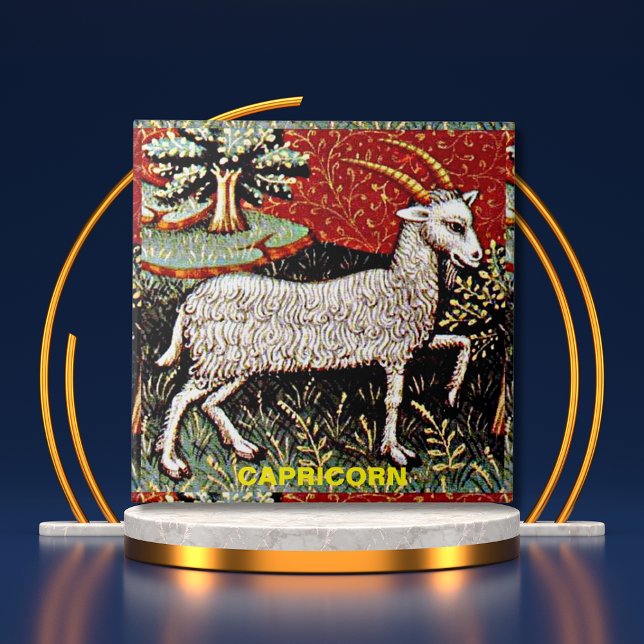 Capricorn - Goat Zodiac-Födelsedagsfesten Kakelplatta (Capricorn the Goat Zodiac Sign Birthday Party Ceramic Tile Cover)