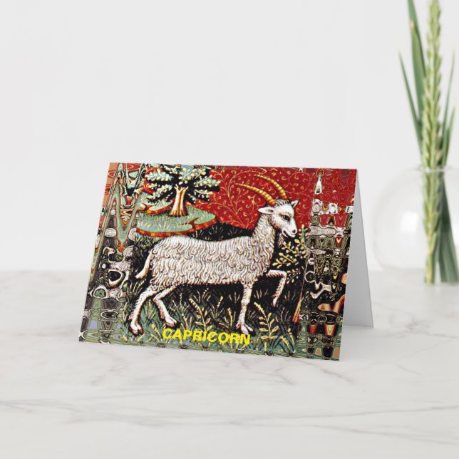 Capricorn - Goat Zodiac-Födelsedagsfesten Kort (Framsida)
