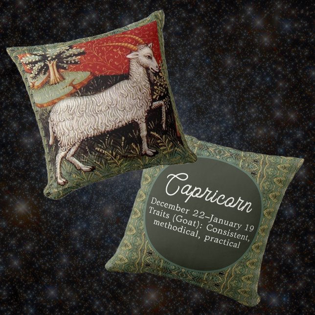 Capricorn - Goat Zodiac-Födelsedagsfesten Kudde (Skapare uppladdad)
