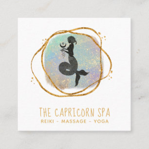 *~* Capricorn Goddes Sjöjungfru Opal Guld Black Fyrkantigt Visitkort