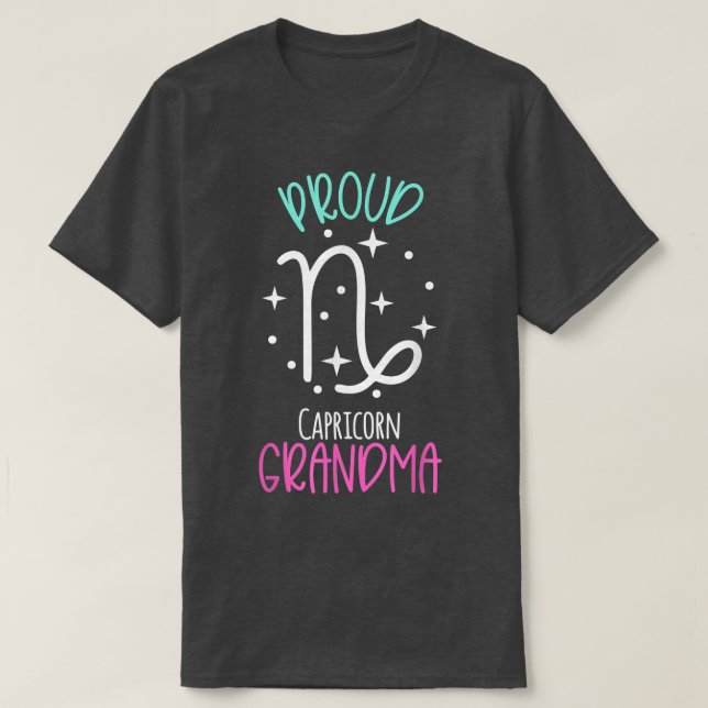 Capricorn Grandma Proud Grandma Zodiac Symbol New  T Shirt (Design framsida)