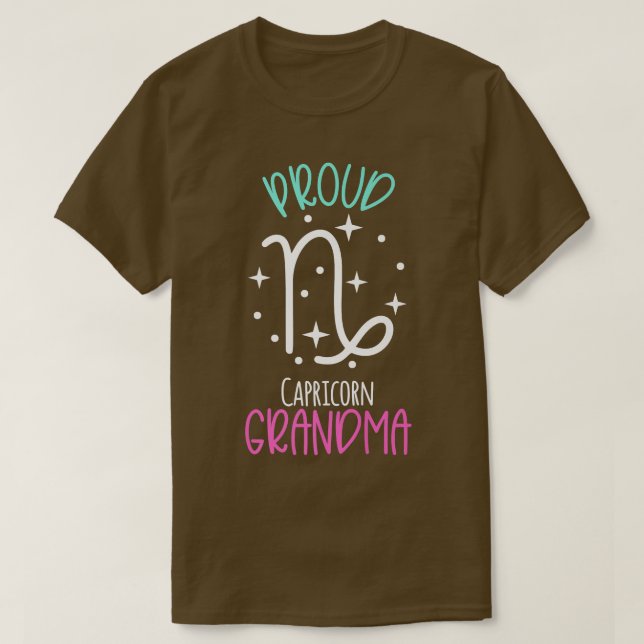 Capricorn Grandma Proud Grandma Zodiac Symbol New  T Shirt (Design framsida)