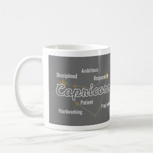Capricorn Grått Watercolor Astrology Zodiac-tecken Kaffemugg