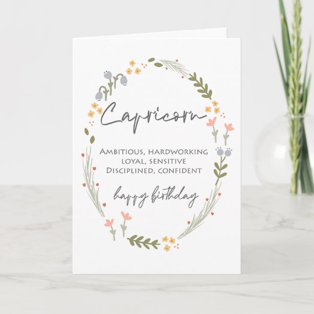 Capricorn Grattis på födelsedagen Stjärntecken Zod Kort (Framsida)