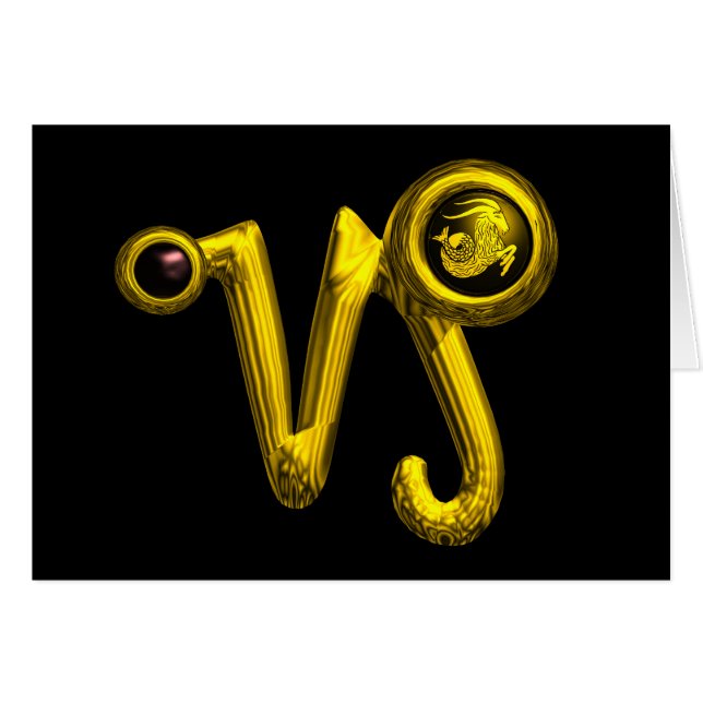 CAPRICORN Guld Zodiac Birthday Jewel Hälsningskort (Framsidan Horizontal)