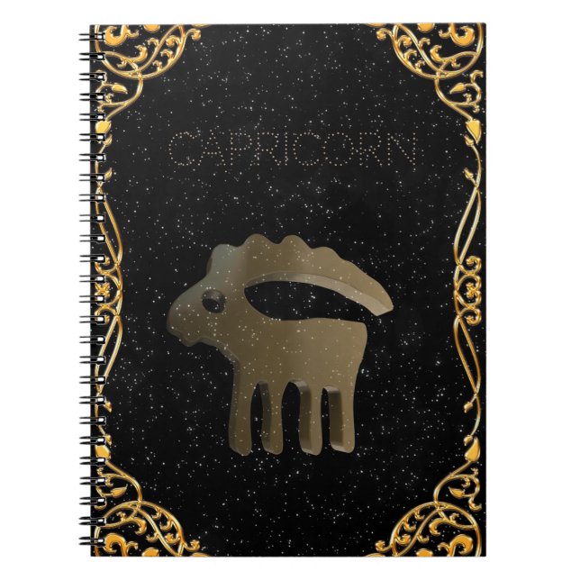 Capricorn gyllene tecken anteckningsbok med spiral (Framsidan)
