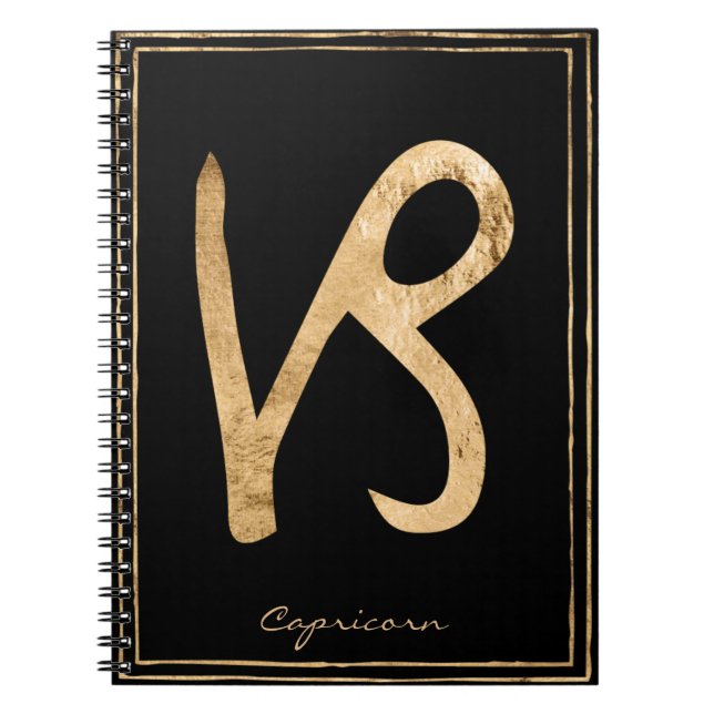 Capricorn hammered guld stilized astrology anteckningsbok (Framsidan)