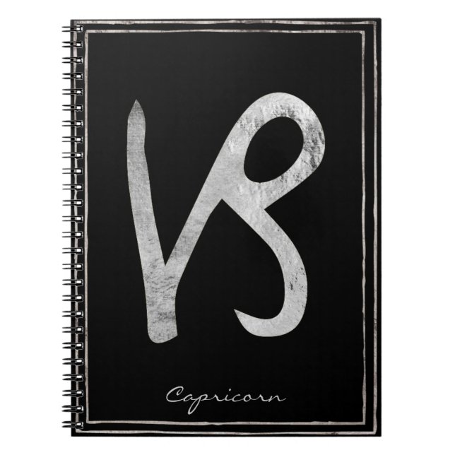 Capricorn hammered silver stilized astrology anteckningsbok (Framsidan)