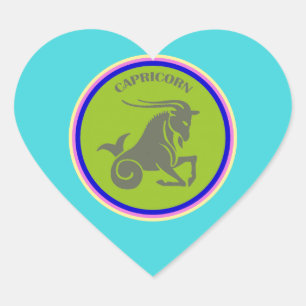 Capricorn Heart Sticker Hjärtformat Klistermärke