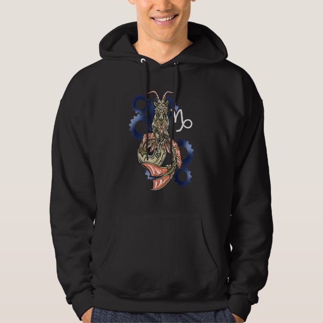 Capricorn Horoscope Inspired Capricorn Symbol Rela Hoodie (Framsida)