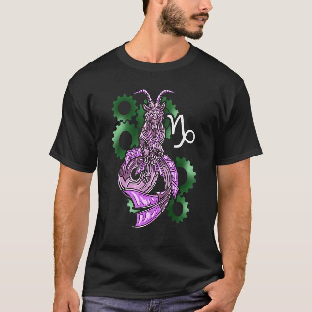 Capricorn Horoscope Inspired Capricorn Symbol Rela T Shirt (Framsida)