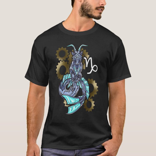 Capricorn Horoscope Inspired Capricorn Symbol Rela T Shirt (Framsida)