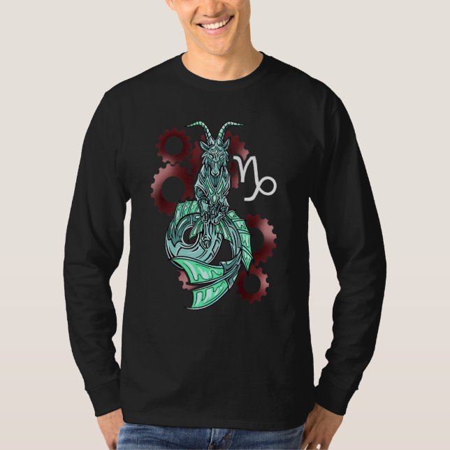 Capricorn Horoscope Inspired Capricorn Symbol Rela T Shirt (Framsida)