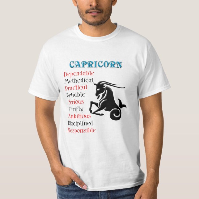 Capricorn Horoscope Zodiac-tecken T-shirt (Framsida)