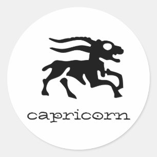 Capricorn i svart runt klistermärke