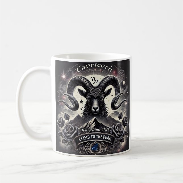 Capricorn "klättb to Peak" Zodiac Mugg (Vänster)