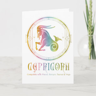 Capricorn-kompatibiliteten födelsedagshälsningskor kort
