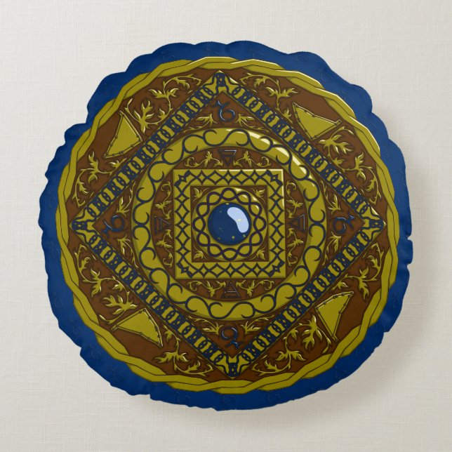 Capricorn Mandala Round Pillow Rund Kudde (Framsidan)