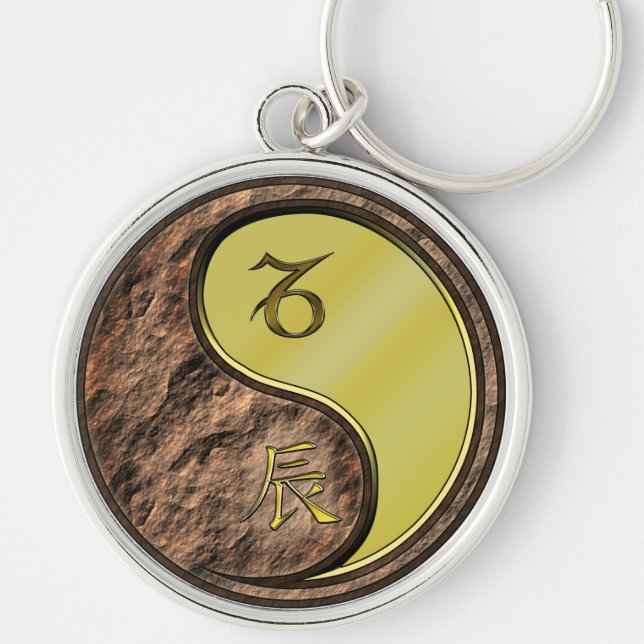 Capricorn & Metall Dragon Keychain Rund Silverfärgad Nyckelring (Framsidan)