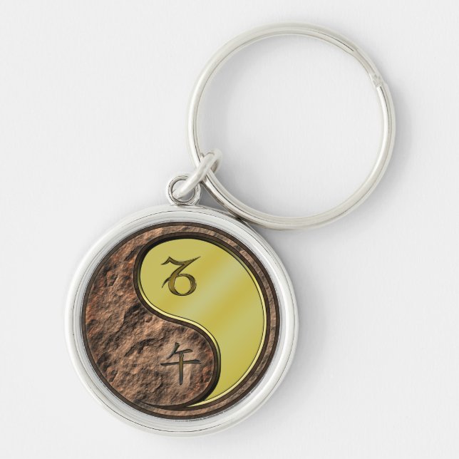 Capricorn & Metall Horse Keychain Rund Silverfärgad Nyckelring (Framsidan)