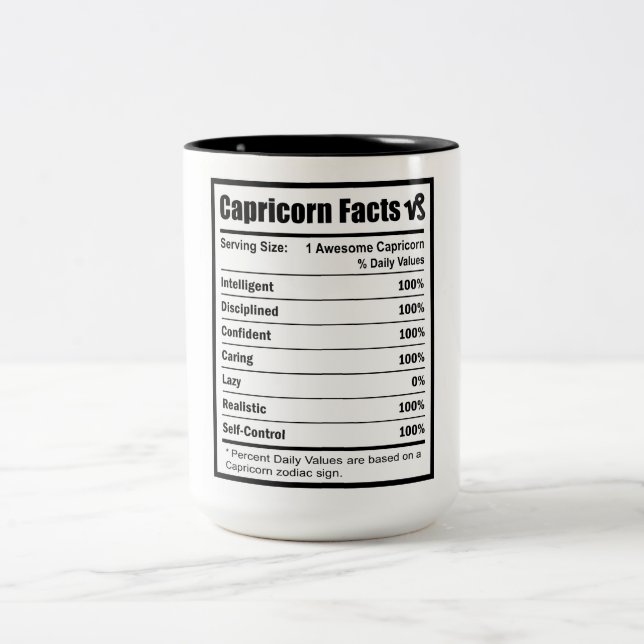 Capricorn Nutrition Facts Två-Tonad Mugg (Center)