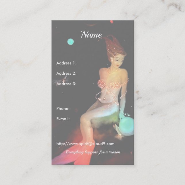 Capricorn och Crystal Boll Visitkort (Framsida)
