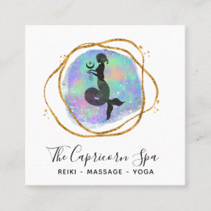 *~* Capricorn Opal Sjöjungfru Guld Rainbow Goddess Fyrkantigt Visitkort