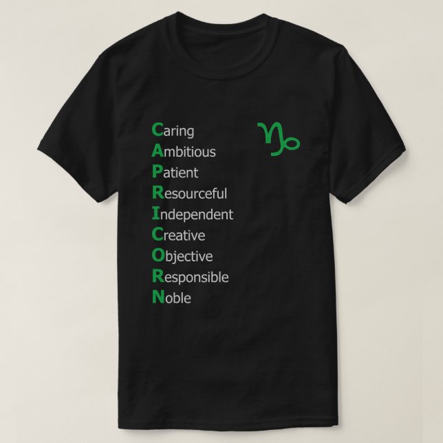 Capricorn Personality Astrology Zodiac Horoscope T Shirt (Design framsida)