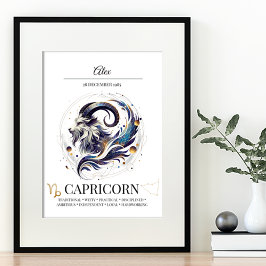 Capricorn Personlig Elegant Zodiac Watercolor Poster