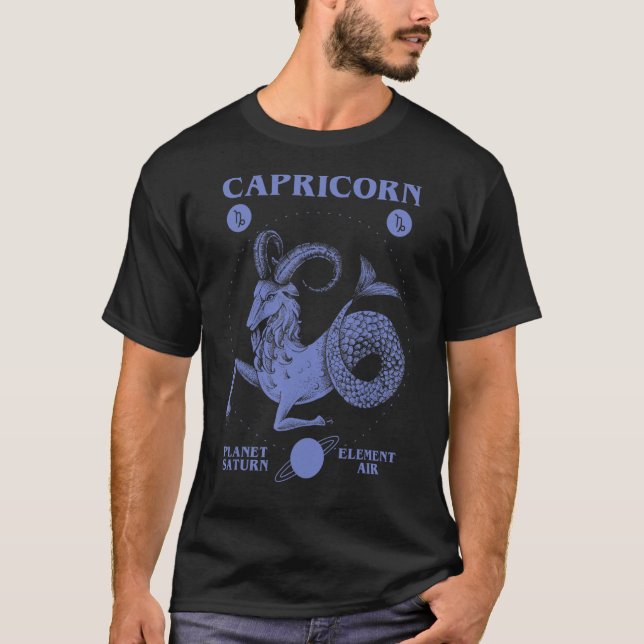 Capricorn Planet Saturn Inslag Luft 1 T Shirt (Framsida)