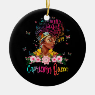 Capricorn Queen Black Women Persistsistent Vacker Julgransprydnad Keramik