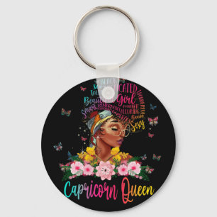 Capricorn Queen Black Women Persistsistent Vacker Nyckelring