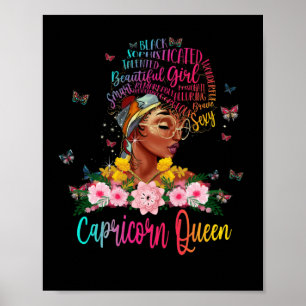 Capricorn Queen Black Women Persistsistent Vacker Poster