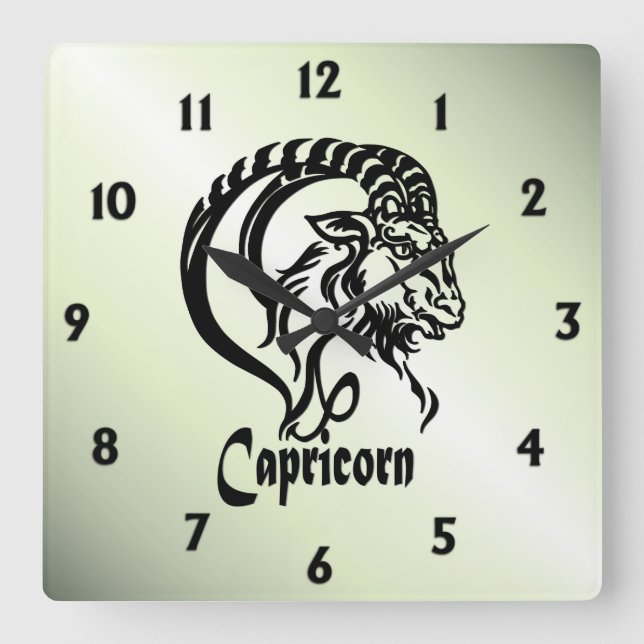 Capricorn Sea Goat Zodiac Grönt Fyrkantig Klocka (Framsida)