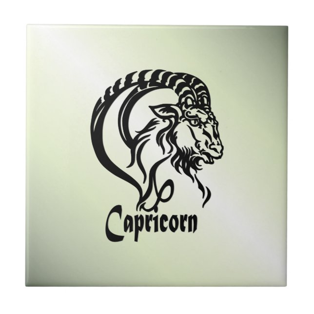Capricorn Sea Goat Zodiac Grönt Kakelplatta (Framsidan)