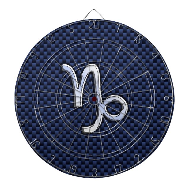 Capricorn Sign Navy Blue Carbon Fiber Stil Darttavla (Framsidan)