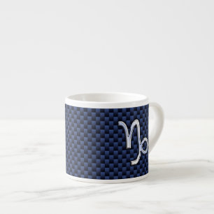 Capricorn Sign Navy Blue Carbon Fiber Stil Espressomugg