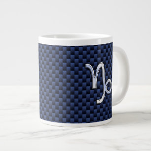 Capricorn Sign Navy Blue Carbon Fiber Stil Jumbo Mugg