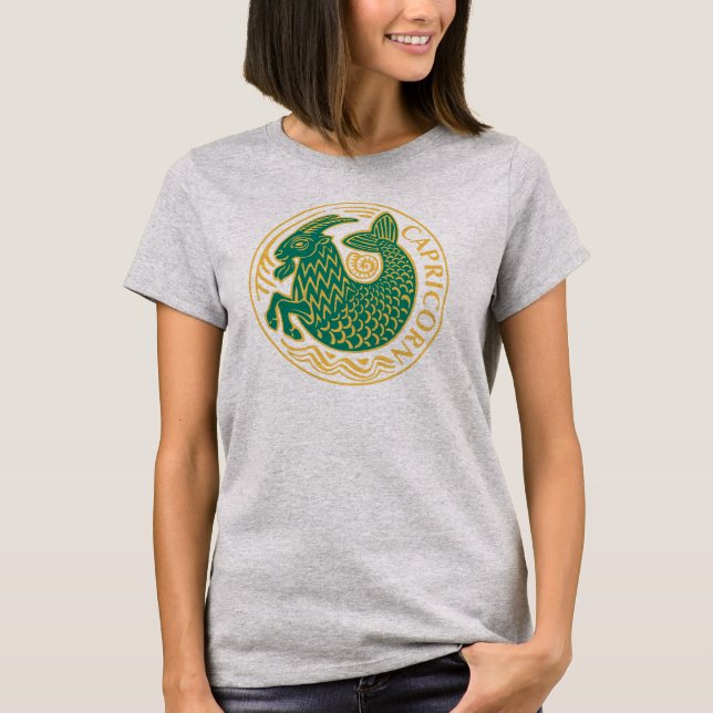 Capricorn Sign of the Zodiac T Shirt (Framsida)