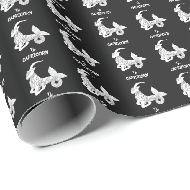 Capricorn Silhouette Wrapping Papper Presentpapper (Rullad Hörn)