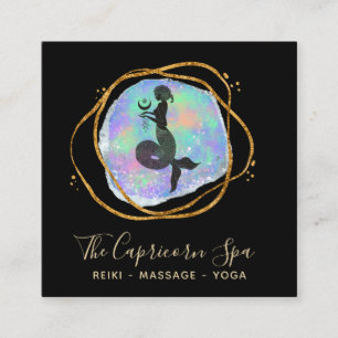 *~* Capricorn Sjöjungfru Opal Guld Rainbow Goddess Fyrkantigt Visitkort