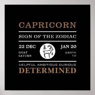 Capricorn-skylt över Zodiac, Astrologisk Poster
