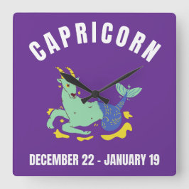 Capricorn-stjärntecken Fyrkantig Klocka