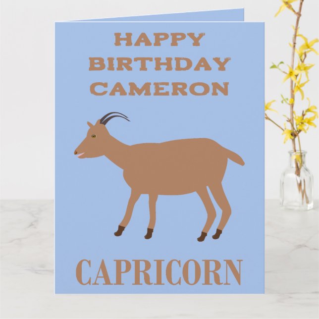 Capricorn Stjärntecken Goat Anpassningsbar Birthda Kort (Gul blomma)