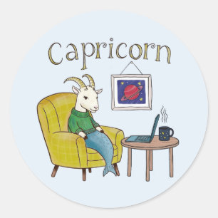 Capricorn stjärntecken Sea Goat zodiac star Runt Klistermärke