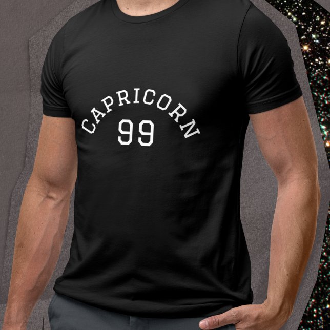 Capricorn | Svart födelsedag T Shirt (Skapare uppladdad)