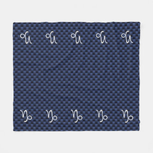 Capricorn Symbol Navy Carbon Fiber Stil Fleecefilt